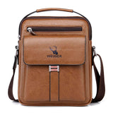 Leather Messenger Crossbody Shoulder Bag For Men Work Business Casual Adjustable Straps With Metal Zipper CJ