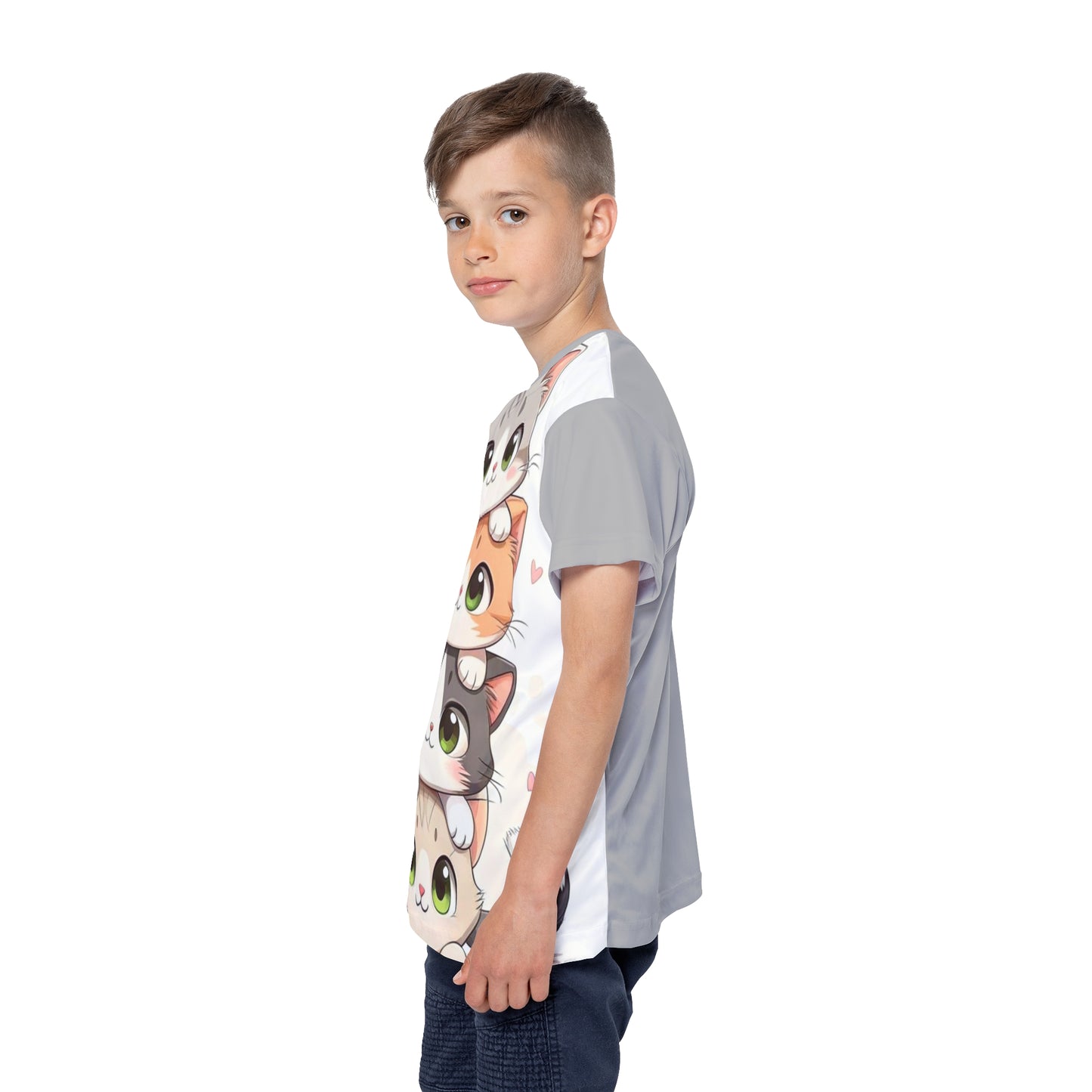 Cute Cat Kids Sports Jersey – Playful Animal Lover Athletic Shirt - M/S TMC India