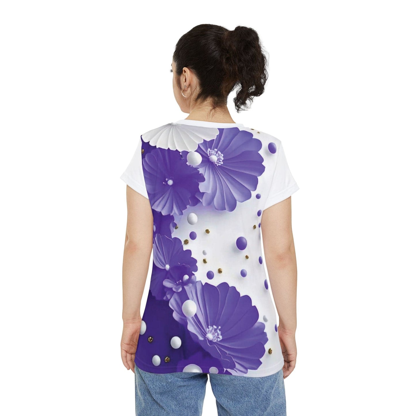 Elegant Floral Women's Short Sleeve Shirt, Floral Tee, AOP Shirt, Casual Top, Spring Fashion, Gift for Her - M/S TMC India