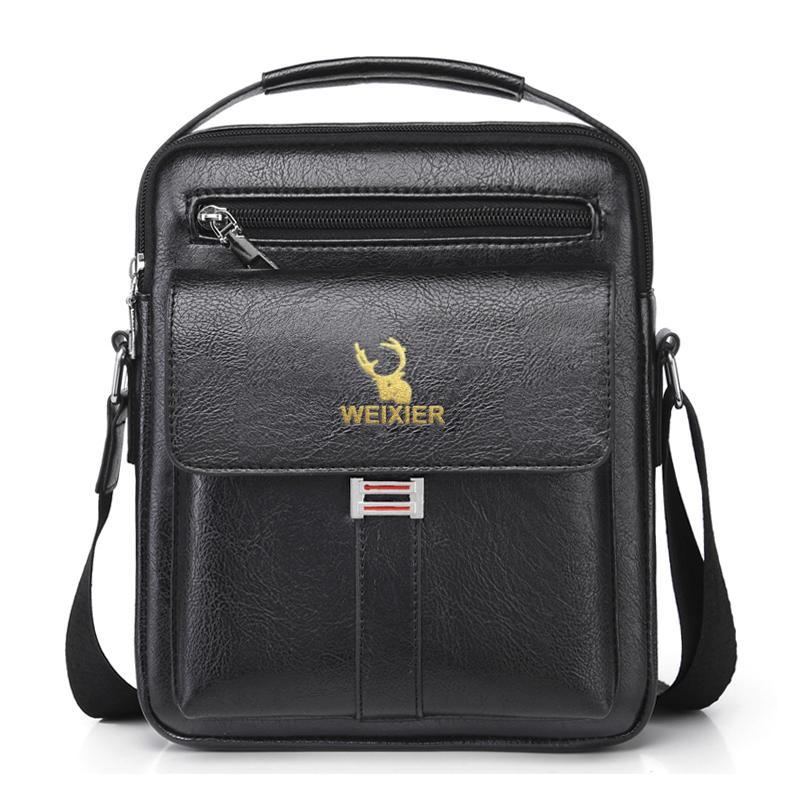Leather Messenger Crossbody Shoulder Bag For Men Work Business Casual Adjustable Straps With Metal Zipper CJ