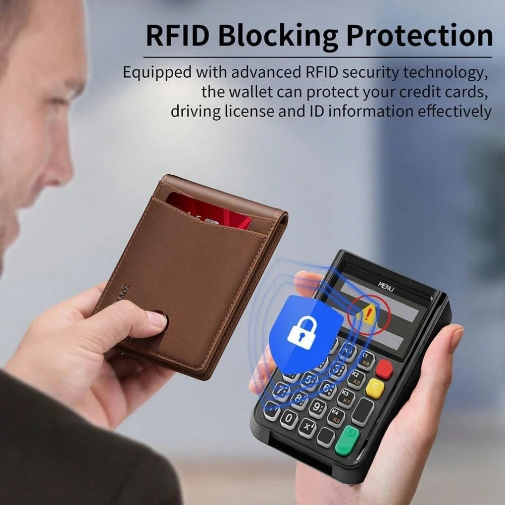 Wallet For Men Slim Bifold Leather Wallet With Money Clip RFID Blocking Minimalist Card Holder Front Pocket Mens Wallet - M/S TMC India