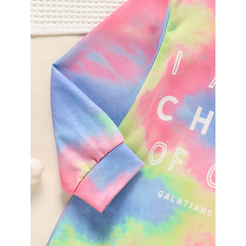 Toddler Girls Long Sleeve Tie Dye Hooded Dress Adorable & Comfortable Daily Wear For Kids - M/S TMC India