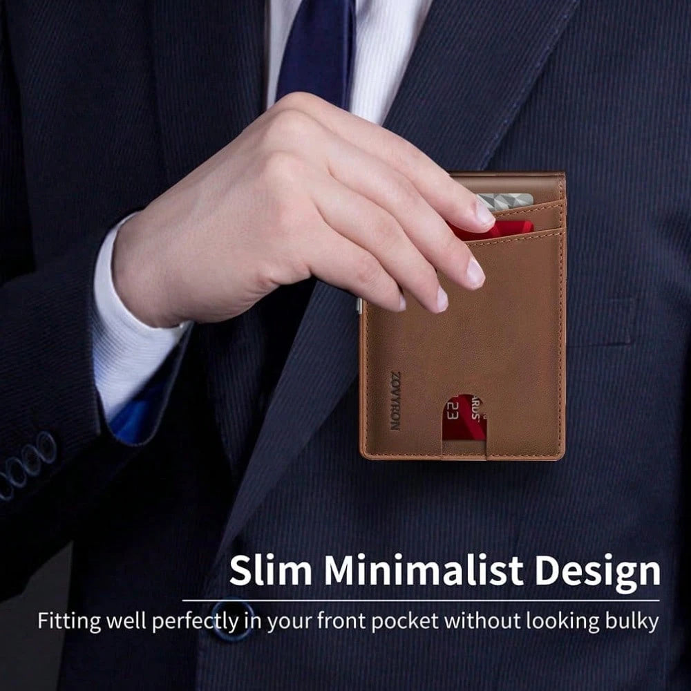 Wallet For Men Slim Bifold Leather Wallet With Money Clip RFID Blocking Minimalist Card Holder Front Pocket Mens Wallet - M/S TMC India