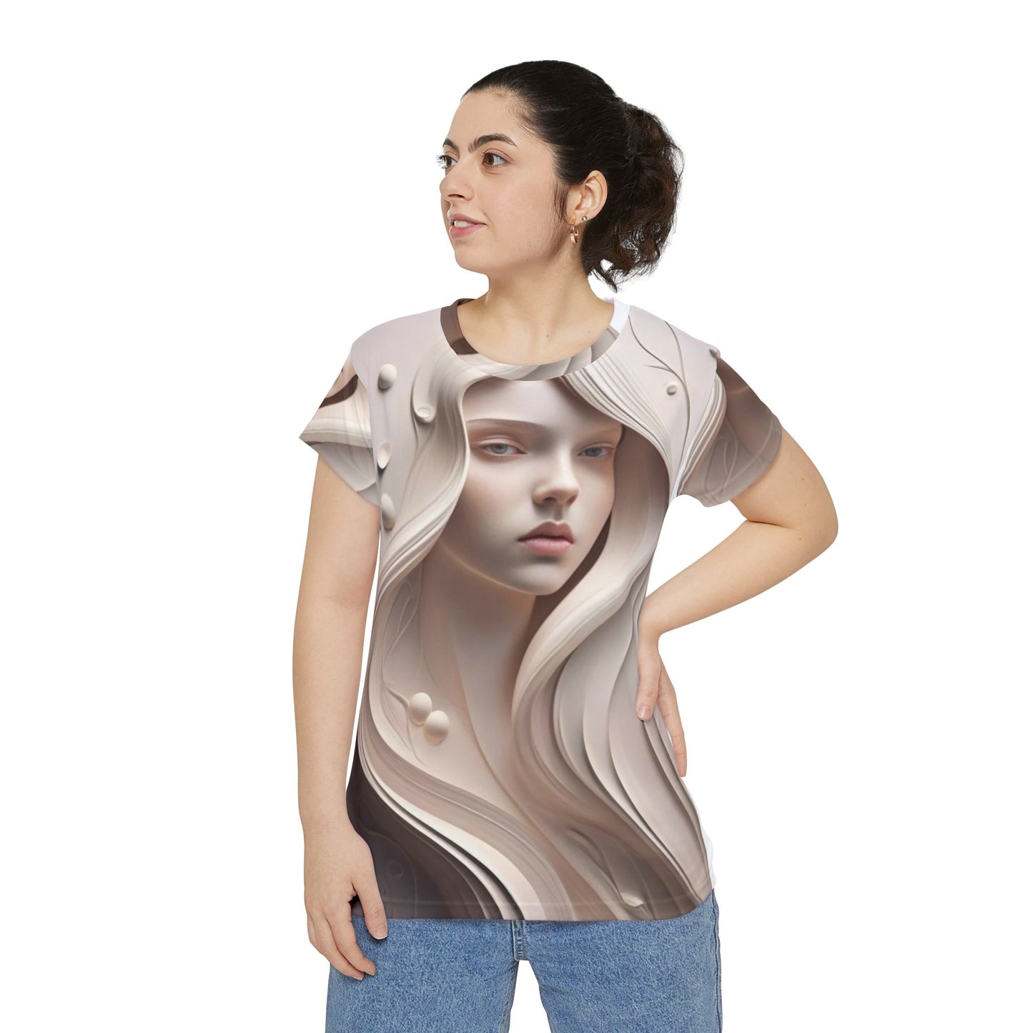 Elegant Abstract Art Women's Short Sleeve Shirt, Feminine Top, Boho Chic Tee, Casual Fashion, Art Inspired Apparel, Unique Gift