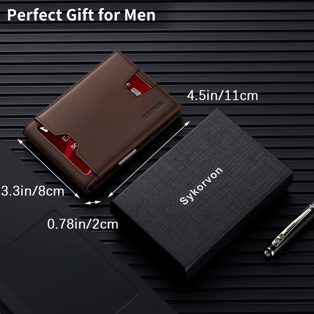 Genuine Leather Bifold Wallet Men, RFID Shielding Wallet Front Pocket Wallet, Suitable For Son And Daughter To Send Daddy's Wallet - M/S TMC India