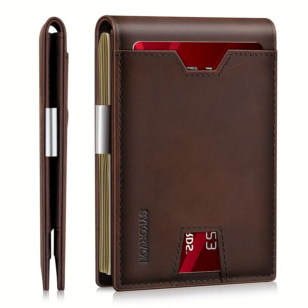 Genuine Leather Bifold Wallet Men, RFID Shielding Wallet Front Pocket Wallet, Suitable For Son And Daughter To Send Daddy's Wallet - M/S TMC India