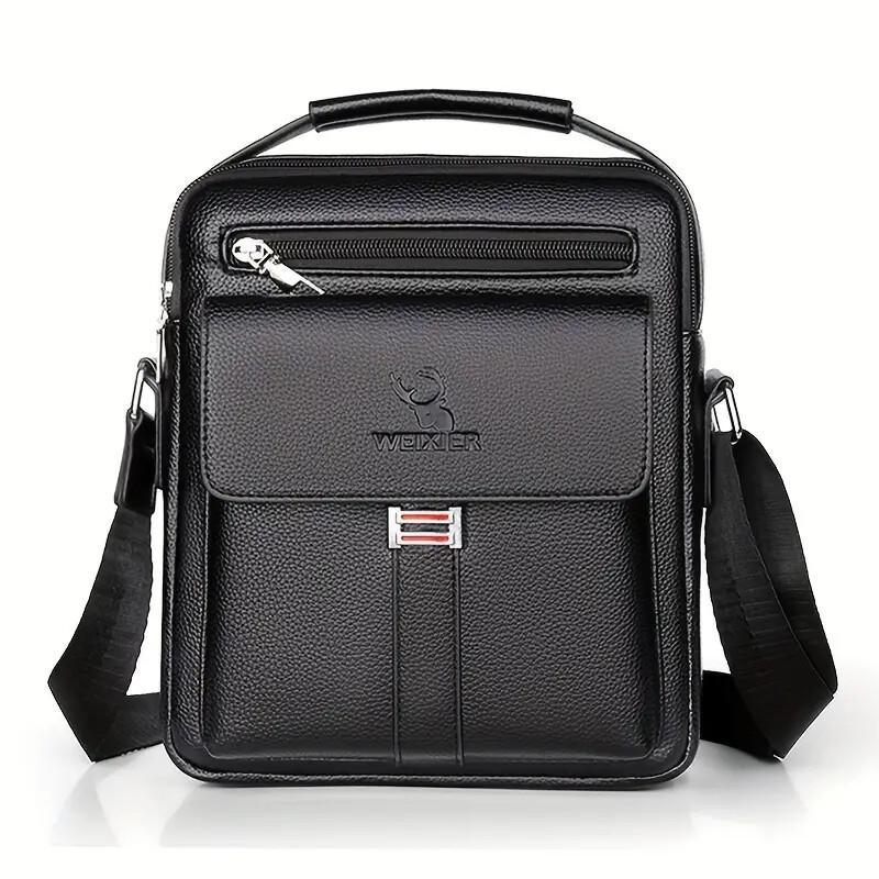 Leather Messenger Crossbody Shoulder Bag For Men Work Business Casual Adjustable Straps With Metal Zipper CJ