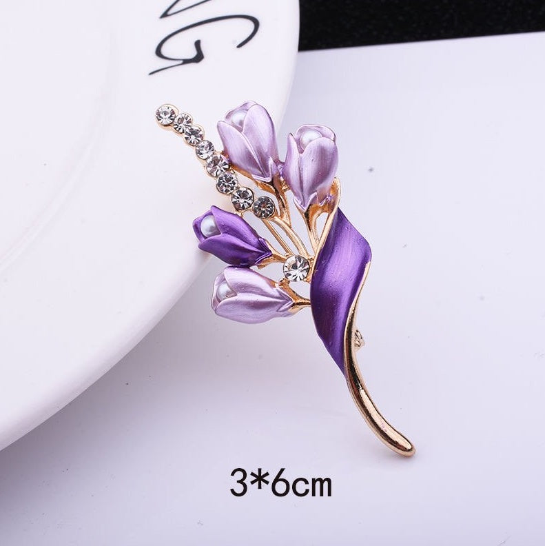 Gorgeous Tulip Flower Brooch, Rustic Style, Small Bouquet, Exquisite Brooch, High-end Feel, Anti Glare Collar Pin Brooch, Clothing Accessories - M/S TMC India