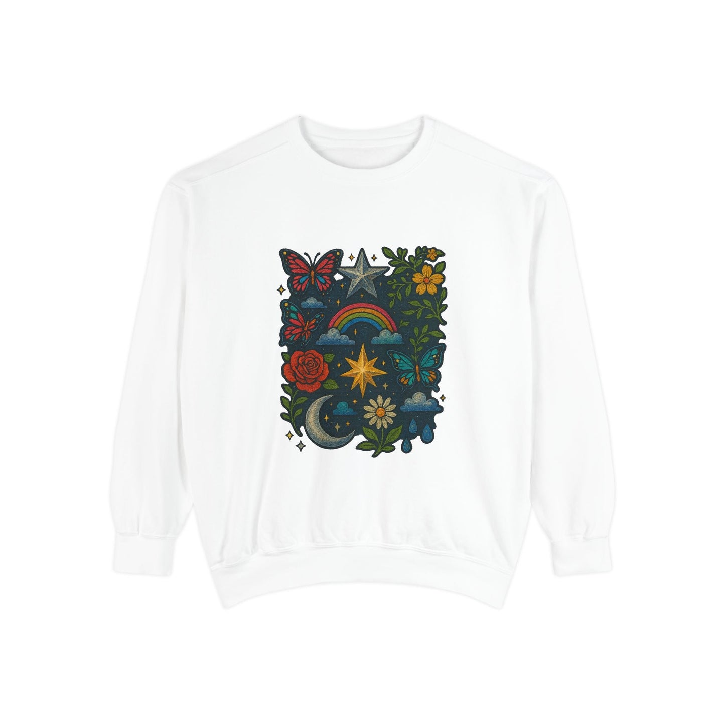 Boho Floral Sweatshirt, Vintage Style, Cozy Layer, Nature Lover Gift, Perfect for Spring and Fall Printify