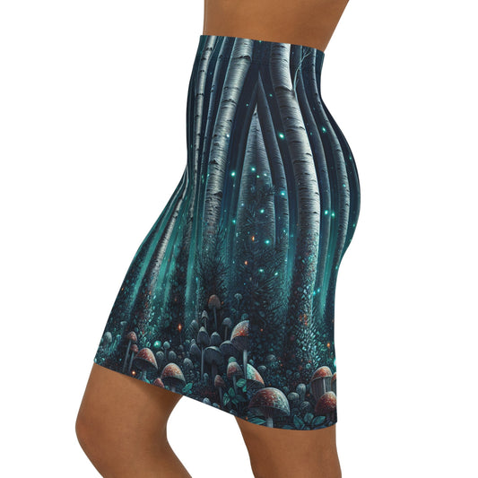 Women’s Forest Fantasy Pencil Skirt, Nature-Inspired Fashion, Trendy Pencil Skirt, Autumn Style, Eco-Friendly Clothing Printify