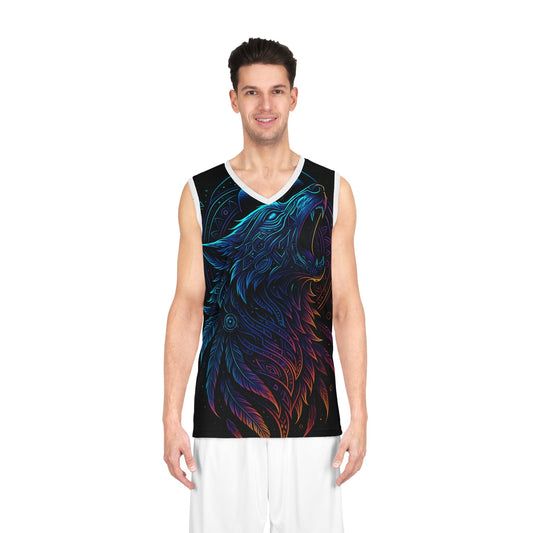 Wolf Howling Basketball Jersey, AOP Sportswear, Unique Athletic Wear, Gift for Wolves Lovers, Cool Hoodie Alternative Printify