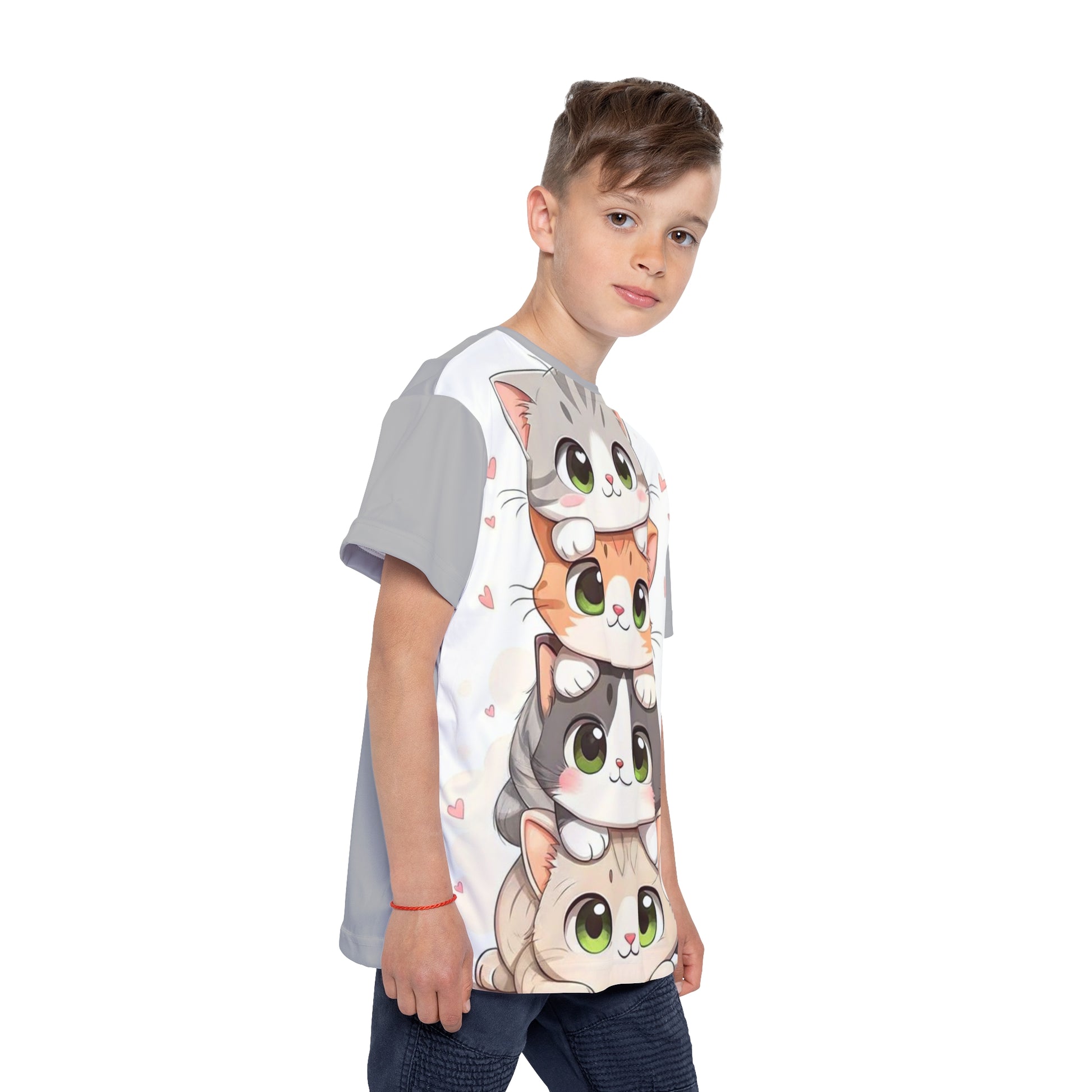Cute Cat Kids Sports Jersey – Playful Animal Lover Athletic Shirt - M/S TMC India