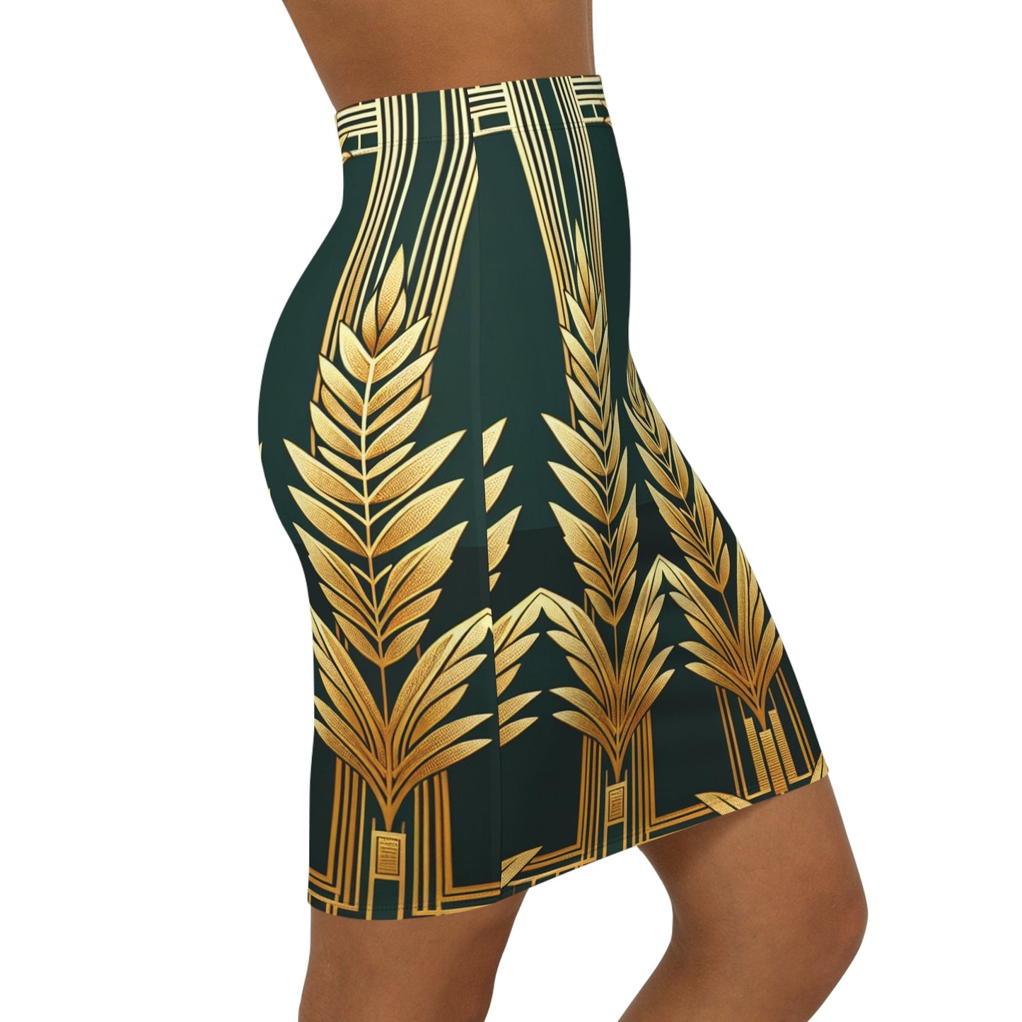 Art Deco Women's Mid-Waist Pencil Skirt, Vintage Style Skirt, Chic Officewear, Elegant Evening Outfit, Trendy Party Dress Printify