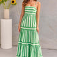 Summer Striped Printed Suspender Long Dress With Pockets Fashion Square Neck Backless Dresses For Beach Vacation Women Clothing - M/S TMC India