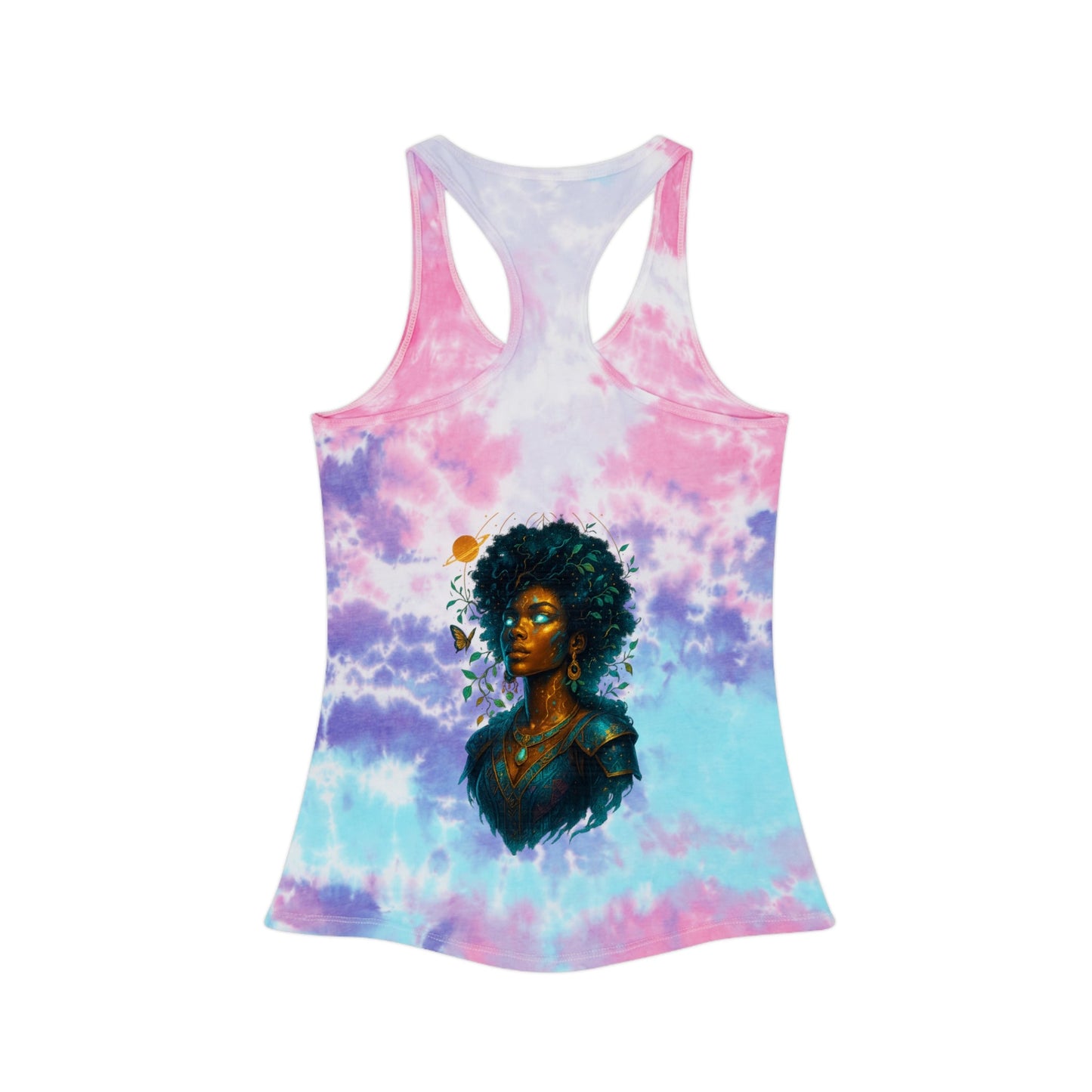 Bohemian Tie Dye Racerback Tank Top, Summer Beachwear, Women’s Casual Top, Eco-Friendly Fashion, Festival Attire, Yoga Tank Printify