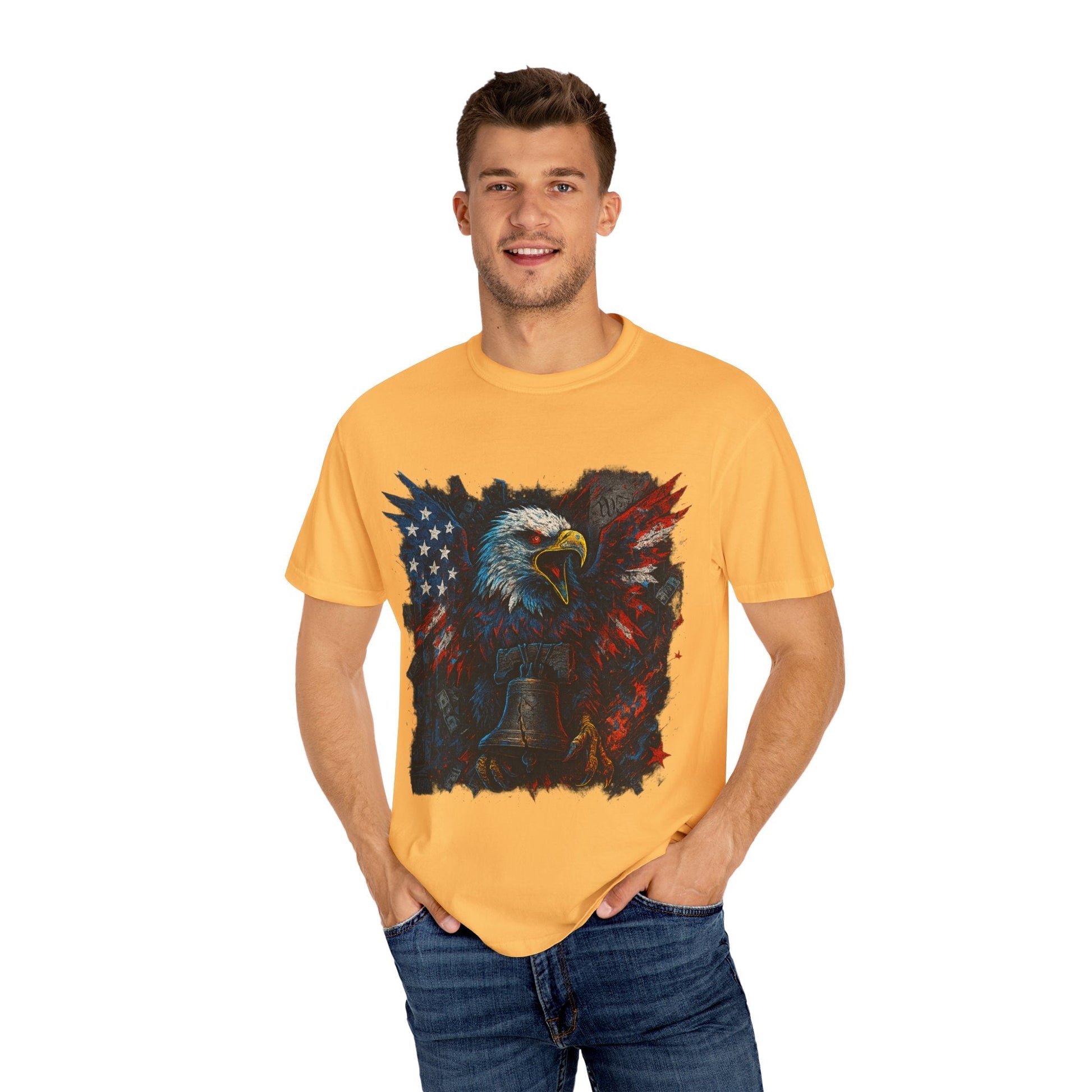 Patriotic Eagle T-Shirt | Unisex Garment-Dyed Tee for Independence Day, Memorial Day, Veteran Gifts, Casual Wear, USA Pride Printify