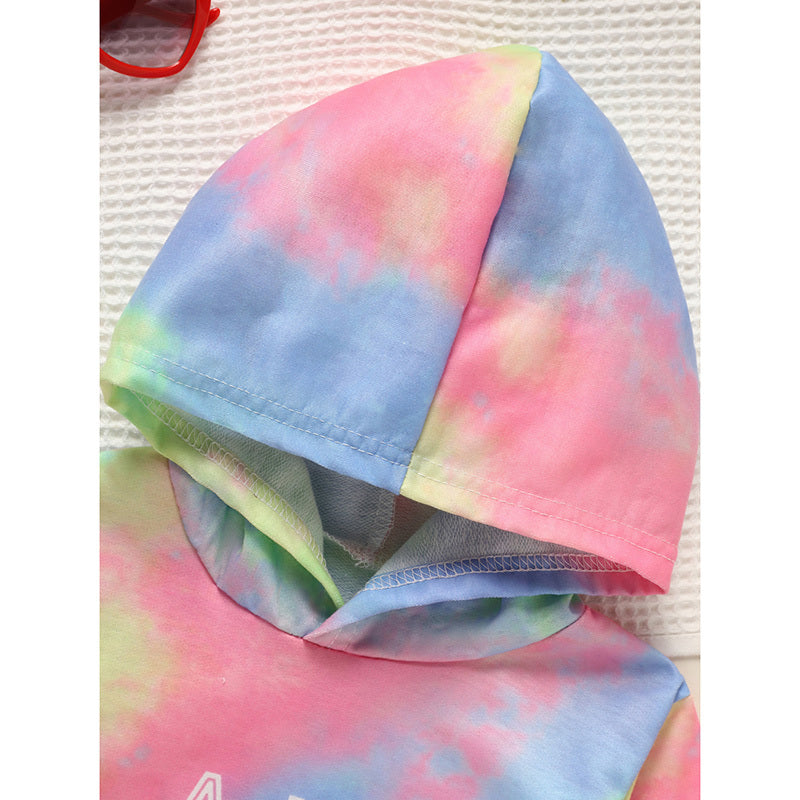 Toddler Girls Long Sleeve Tie Dye Hooded Dress Adorable & Comfortable Daily Wear For Kids - M/S TMC India