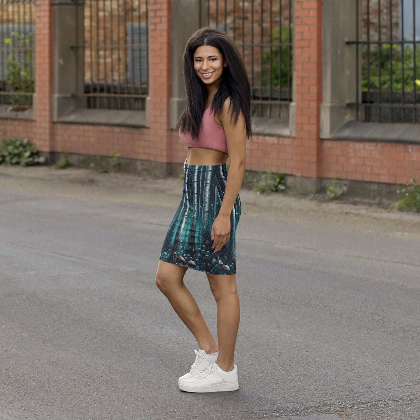 Women’s Forest Fantasy Pencil Skirt, Nature-Inspired Fashion, Trendy Pencil Skirt, Autumn Style, Eco-Friendly Clothing Printify