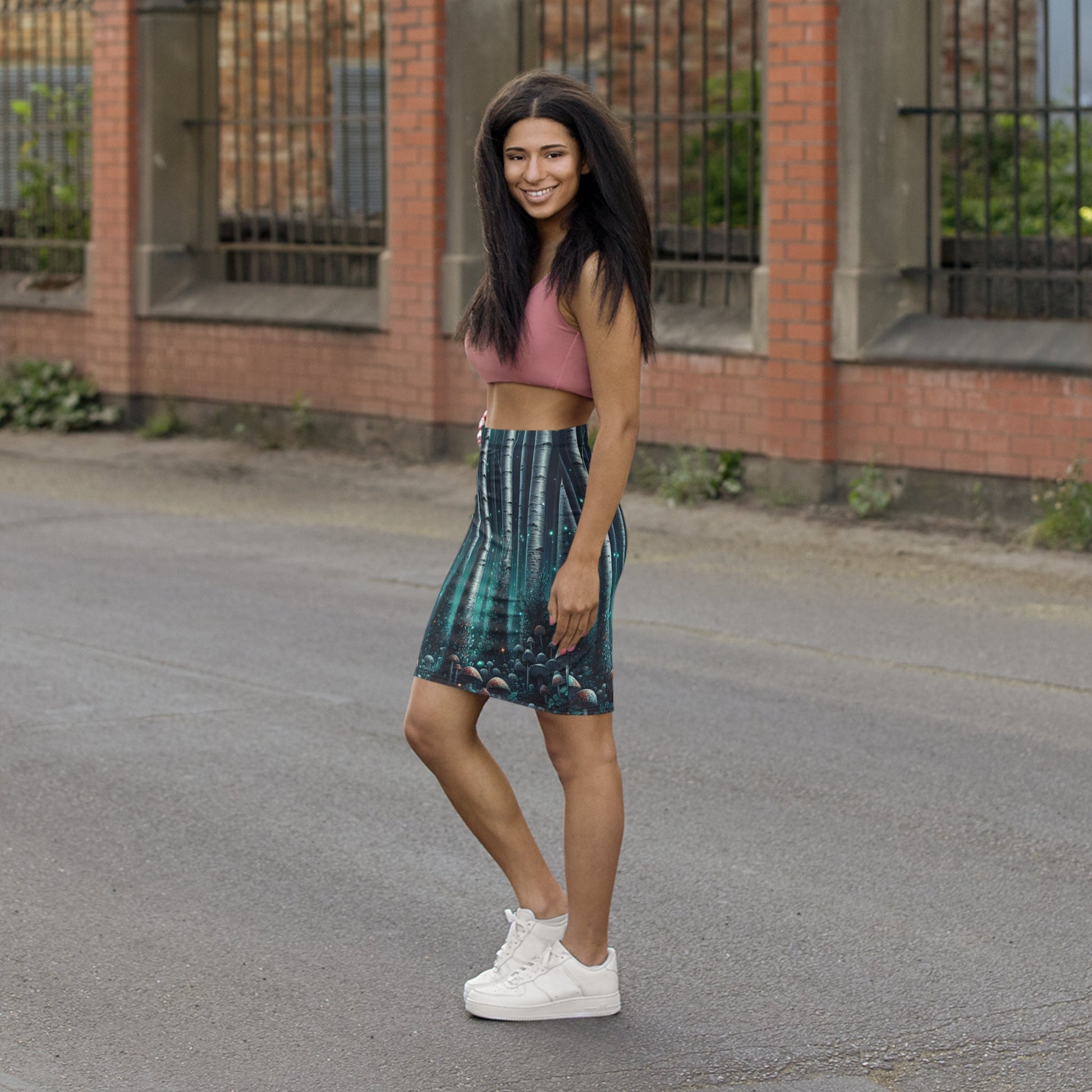 Women’s Forest Fantasy Pencil Skirt, Nature-Inspired Fashion, Trendy Pencil Skirt, Autumn Style, Eco-Friendly Clothing Printify