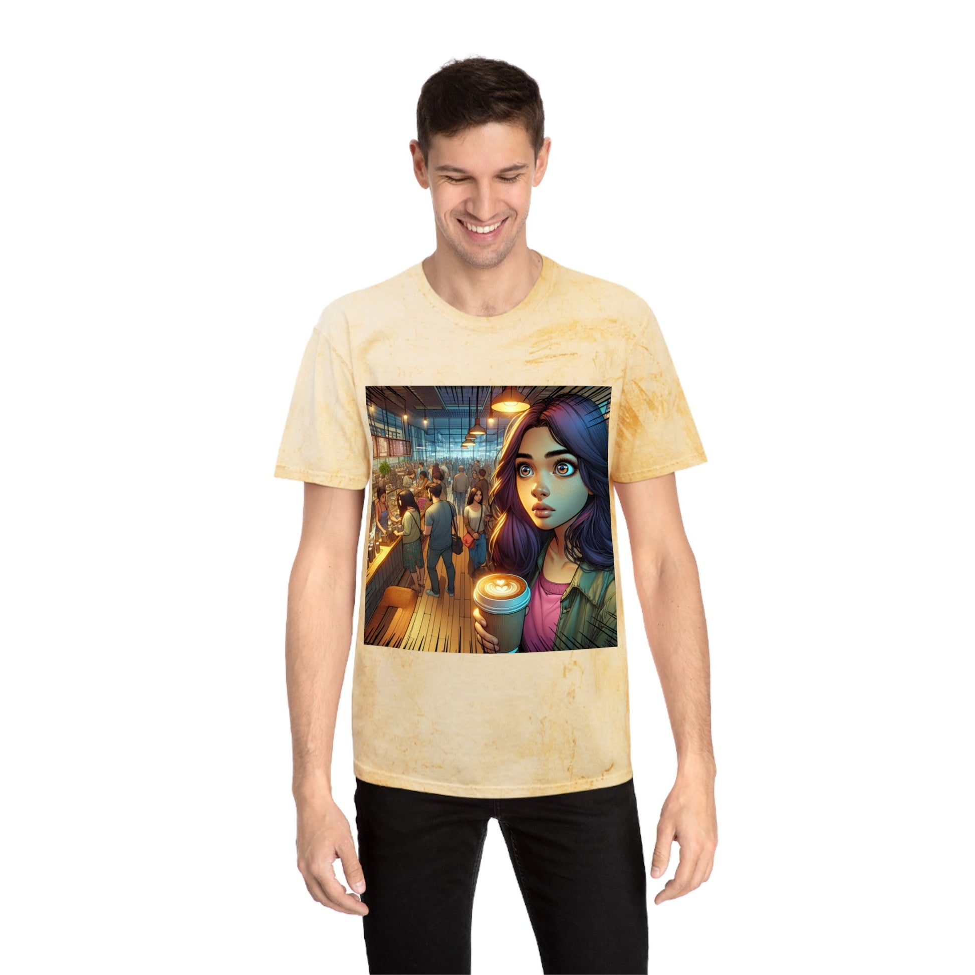 Color Blast T-Shirt - Artistic Coffee Shop Design, Coffee Lovers Gift Printify
