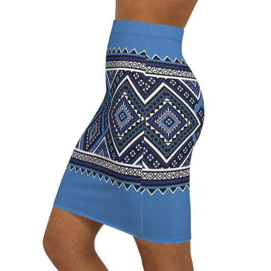 Boho Print Mid-Waist Pencil Skirt – Trendy, Stylish Party Wear Printify