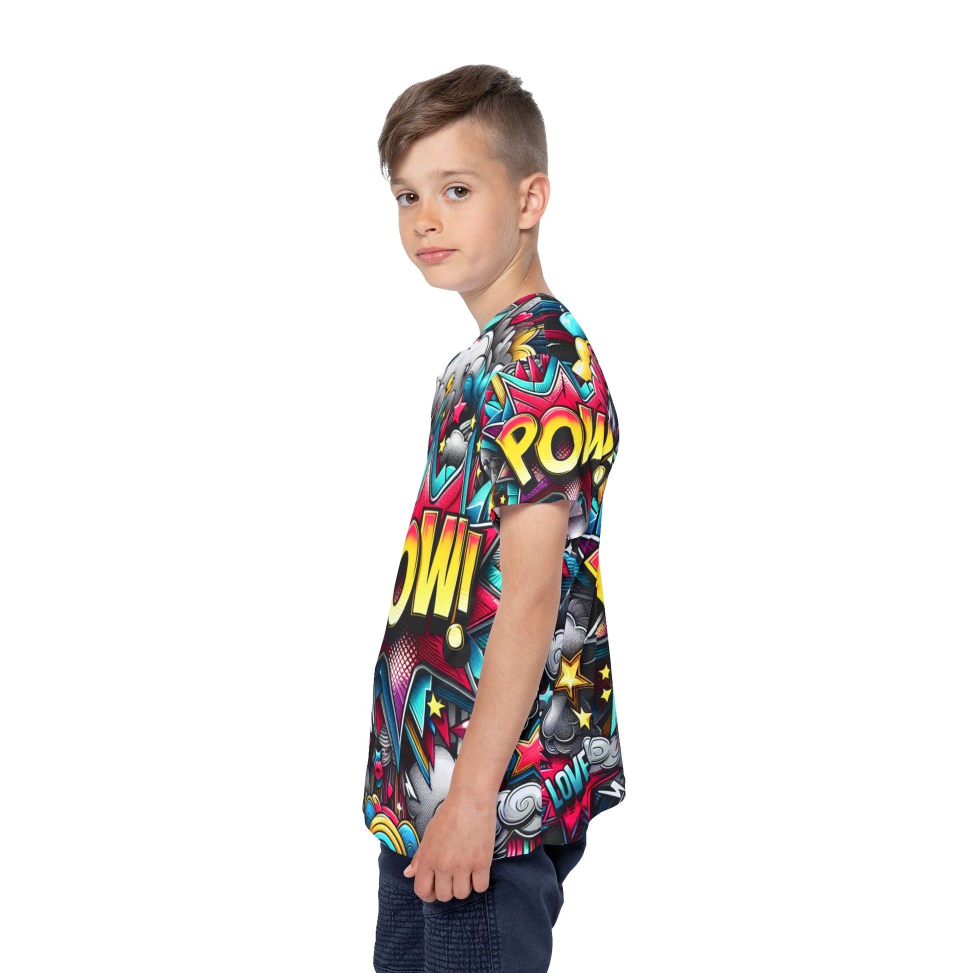 Colorful Kids Sports Jersey with POW Design - Perfect for Active Play, Birthday Gifts, Sports Events, and Everyday Fun Printify