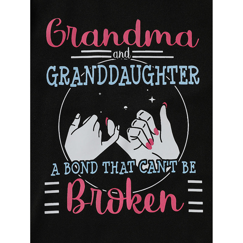 Kid's 'Grandma And Granddaughter' Letter & Heart Print Long Sleeve Top & Pants Set, 2 Sets Comfy Loungewear Outfit - M/S TMC India