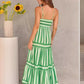 Summer Striped Printed Suspender Long Dress With Pockets Fashion Square Neck Backless Dresses For Beach Vacation Women Clothing CJ